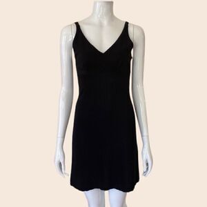 Vintage 90's Black Ribbed Stretch Mini Dress Size Small